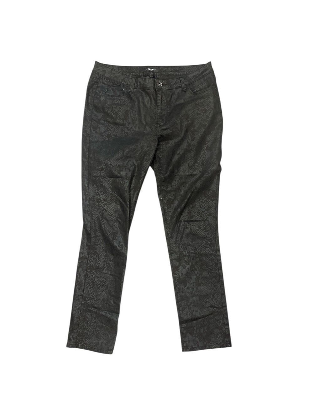 SUKO Jeans Snakeskin Coated Skinny Pants Sz 12 Black Shiny Stretch
